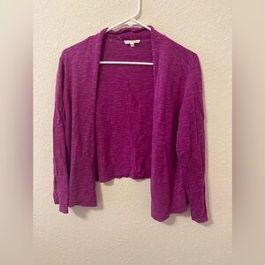 Eileen Fisher sz large Open Front Women's Sweater, purple, cotton/linen blend